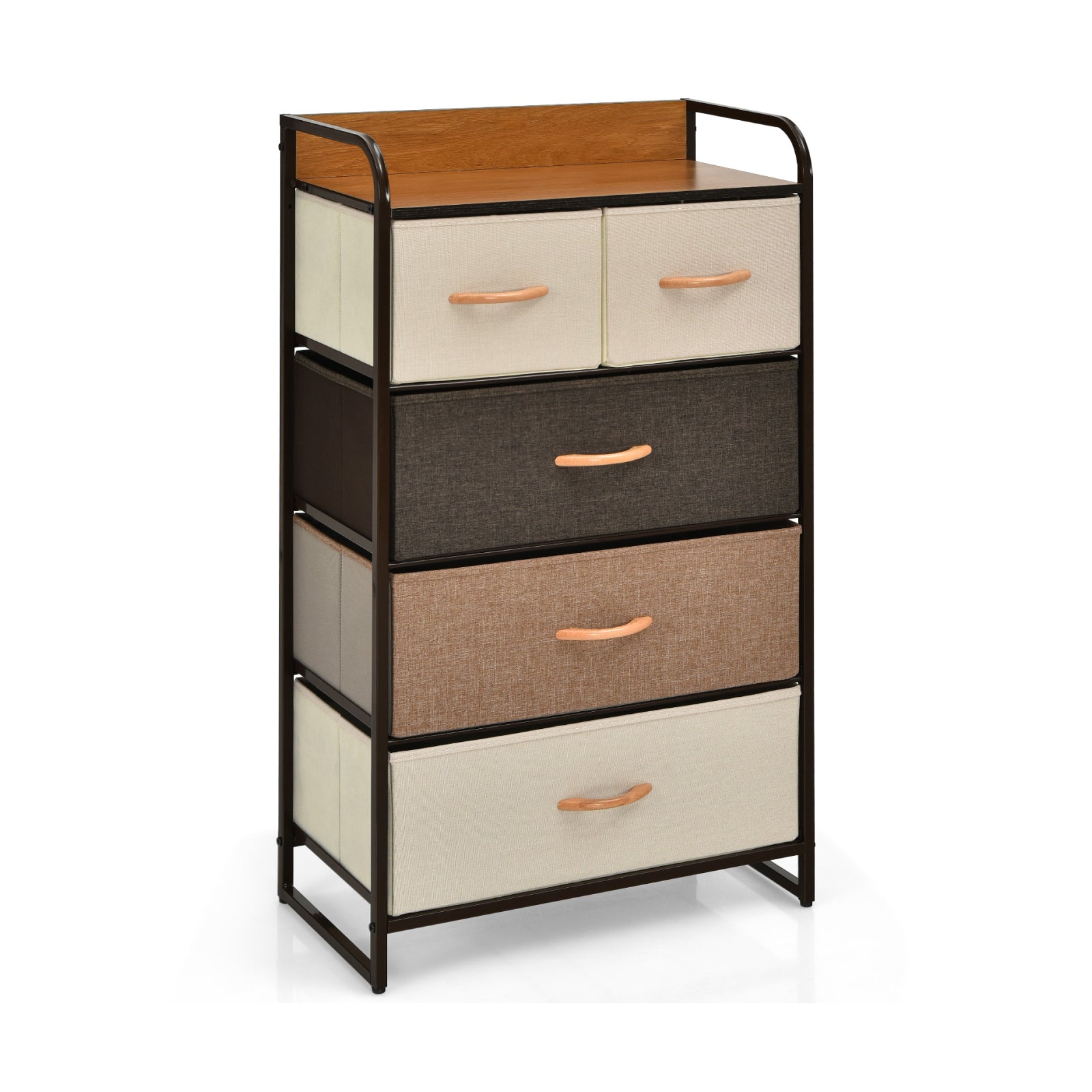 4-Tier Organizer Tower, Steel Frame, Wooden Top, 5-Drawer Dresser, Multicolor Dressers & Chests at Gallery Canada
