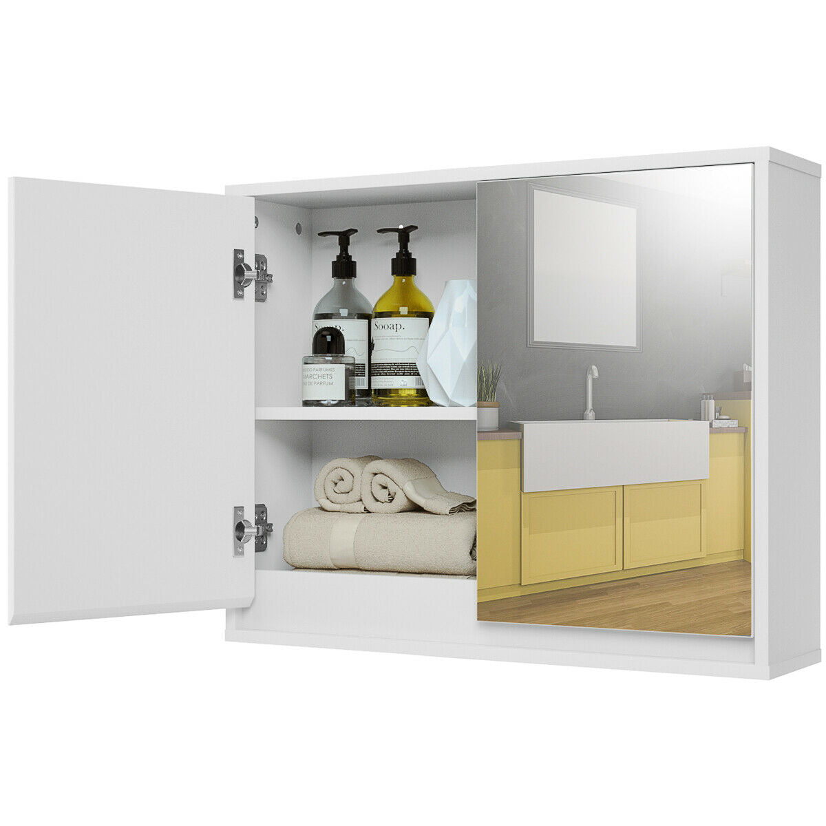 Wall Mounted Medicine Cabinet, 2 Door, White Wall Cabinets at Gallery Canada