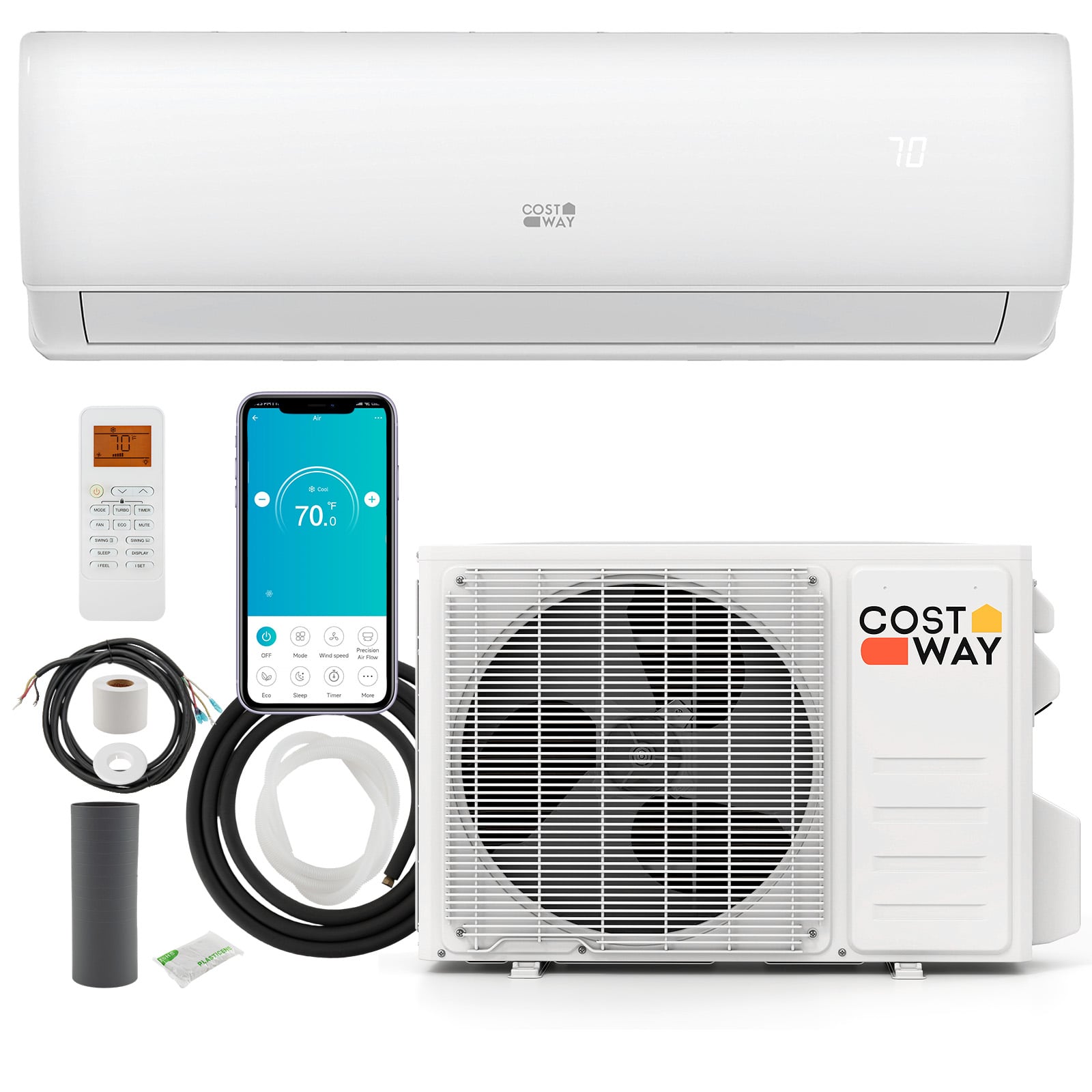 17000 BTU 208/230V Mini Split AC Heat Pump, White Mini Split Air Conditioners White at Gallery Canada