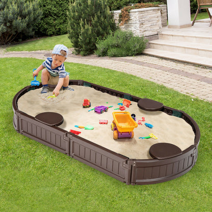Sandbox With Built-In Corner Seat, Brown Sandboxes at Gallery Canada