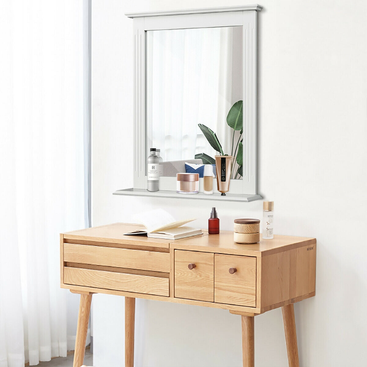 Wall Mounted Vanity Mirror With Shelf, White Wall Mirrors at Gallery Canada