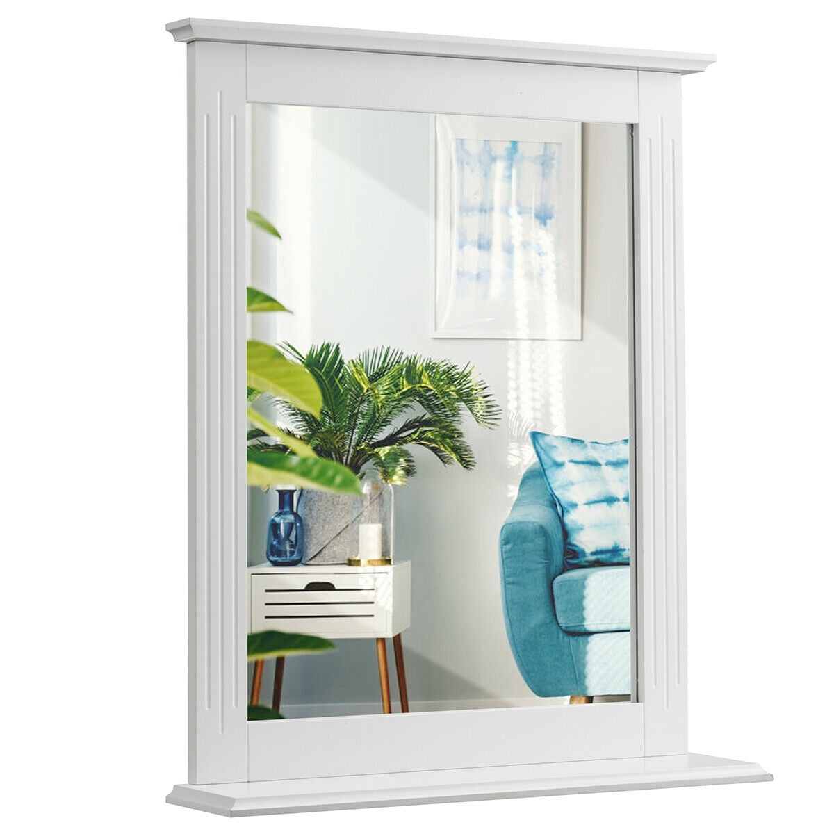 Wall Mounted Vanity Mirror With Shelf, White Wall Mirrors at Gallery Canada