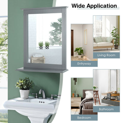 Wall Mounted Vanity Mirror With Shelf, Gray Wall Mirrors at Gallery Canada