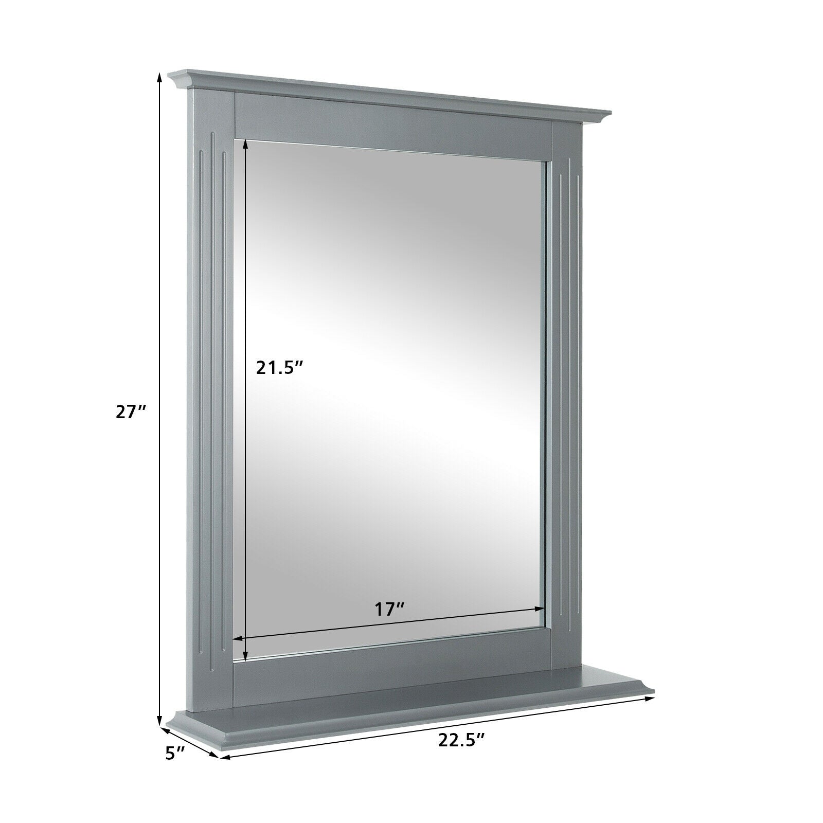 Wall Mounted Vanity Mirror With Shelf, Gray Wall Mirrors at Gallery Canada