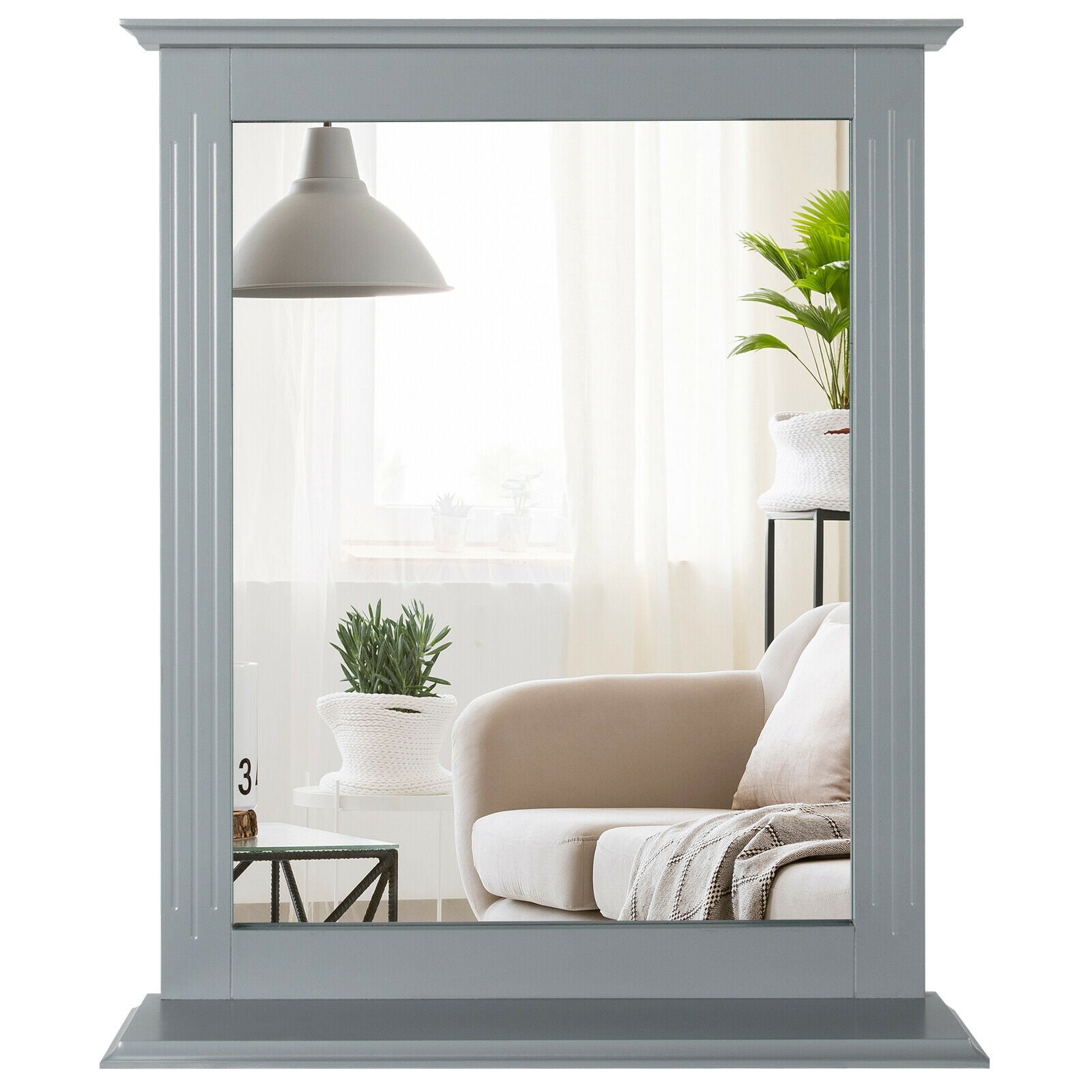 Wall Mounted Vanity Mirror With Shelf, Gray Wall Mirrors at Gallery Canada
