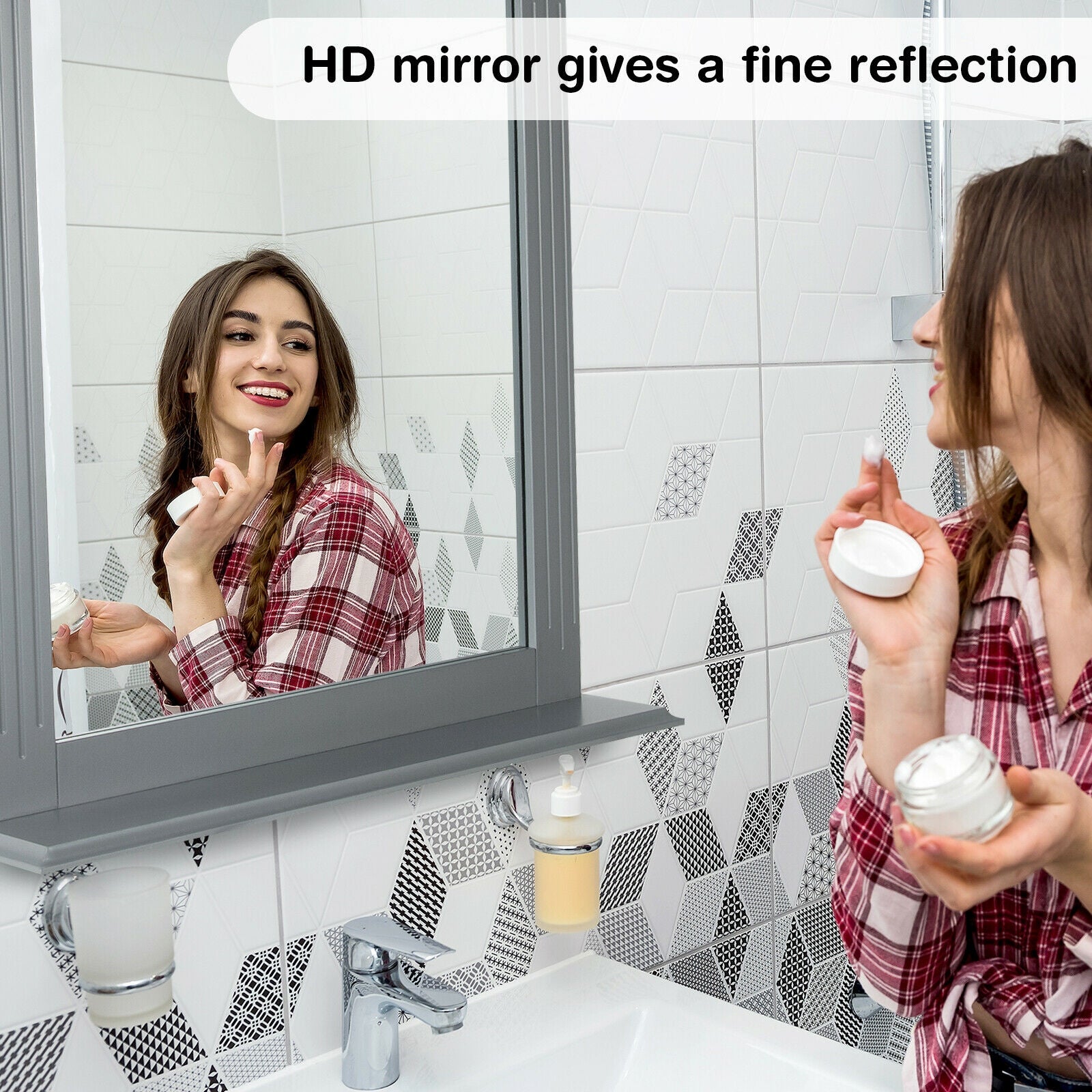 Wall Mounted Vanity Mirror With Shelf, Gray Wall Mirrors at Gallery Canada