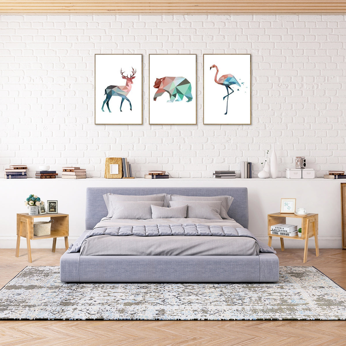 Bamboo Nightstand Sofa Table With Storage Shelf, Natural End & Side Tables at Gallery Canada