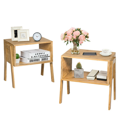 Bamboo Nightstand Sofa Table With Storage Shelf, Natural End & Side Tables at Gallery Canada