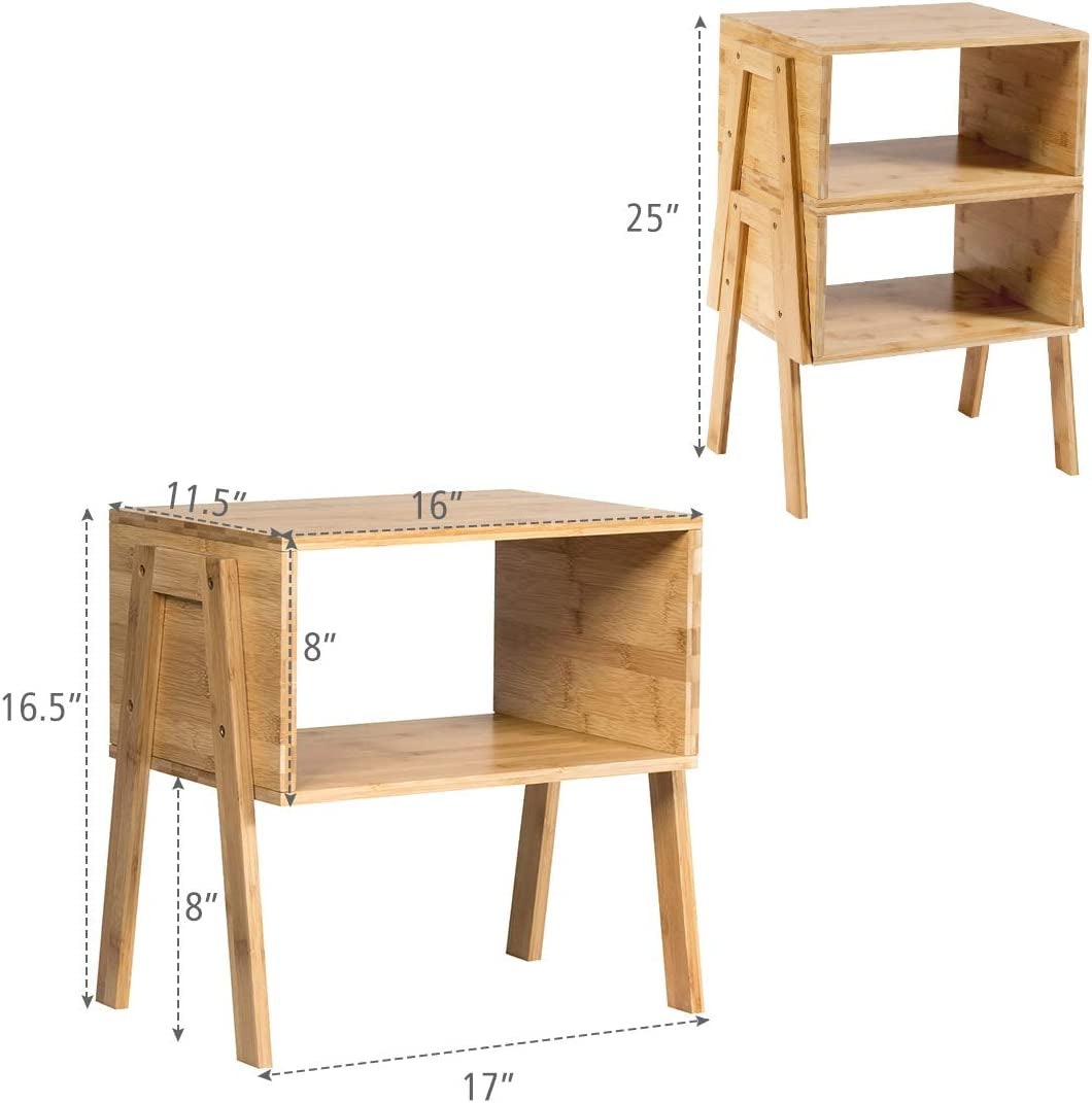 Bamboo Nightstand Sofa Table With Storage Shelf, Natural End & Side Tables at Gallery Canada
