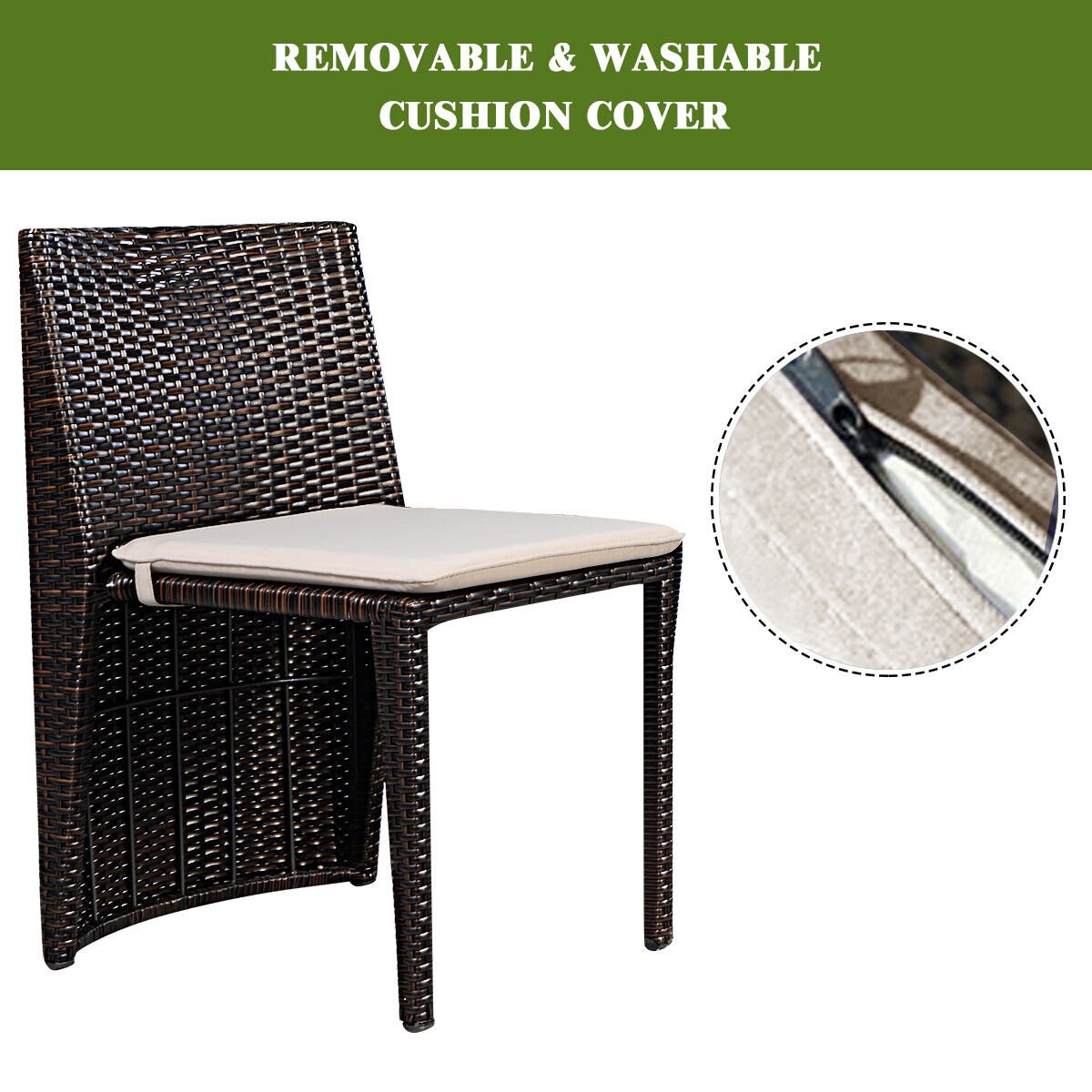 3 Pieces Cushioned Wicker Patio Bistro Set with No Assembly Needed, Black Patio Conversation Sets at Gallery Canada