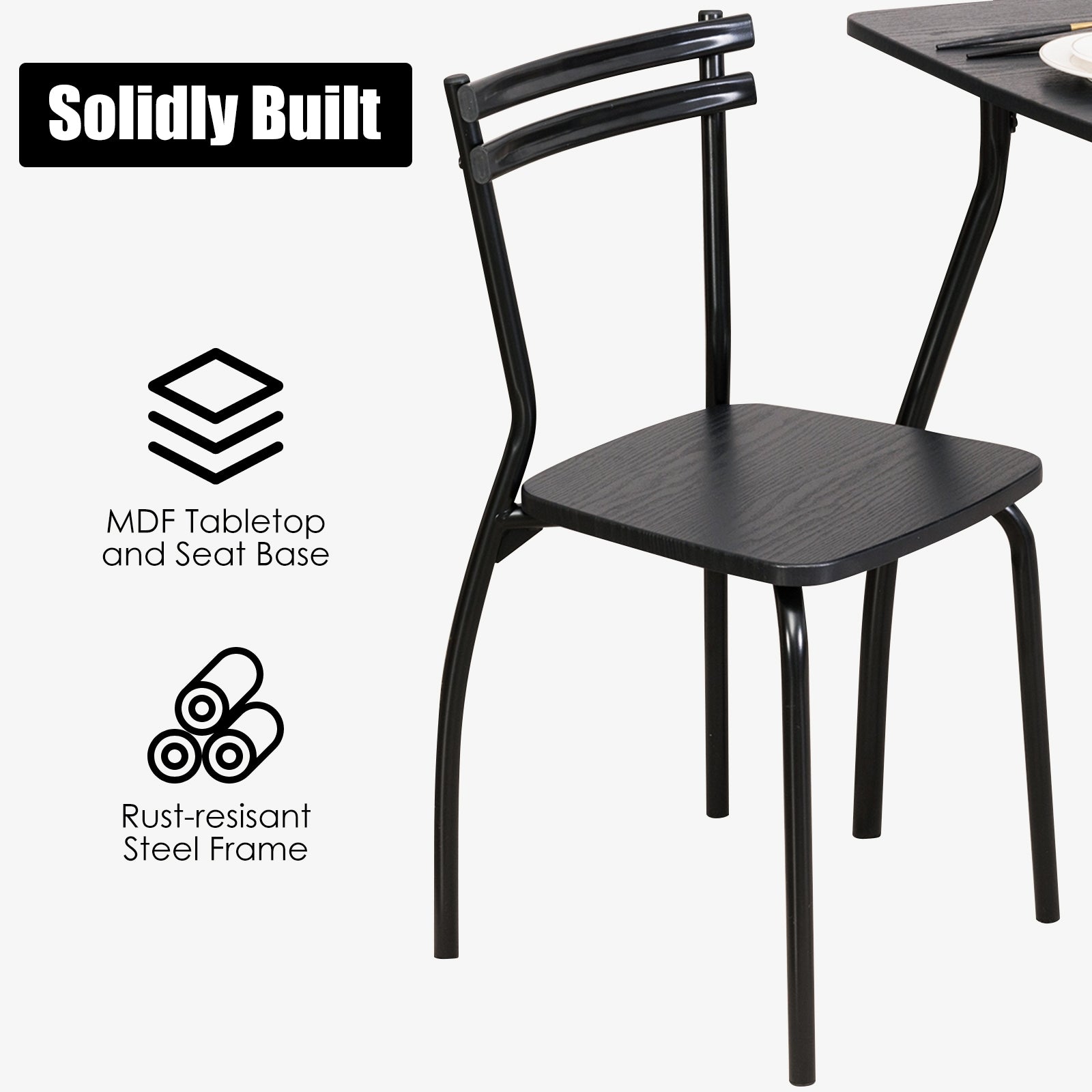 5 Piece Dining Table Set With 4 Chairs, Black Dining Room Sets at Gallery Canada
