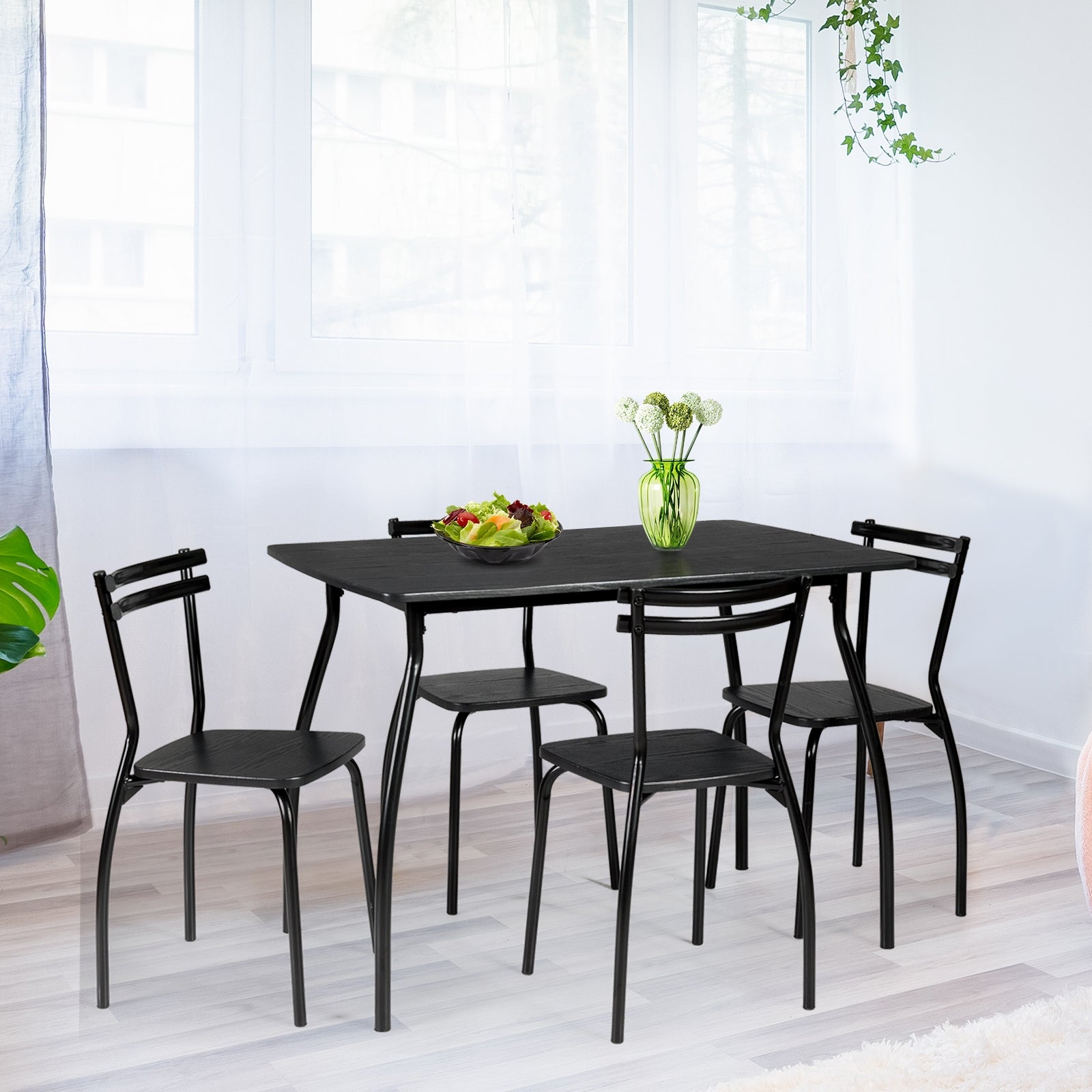5 Piece Dining Table Set With 4 Chairs, Black Dining Room Sets at Gallery Canada