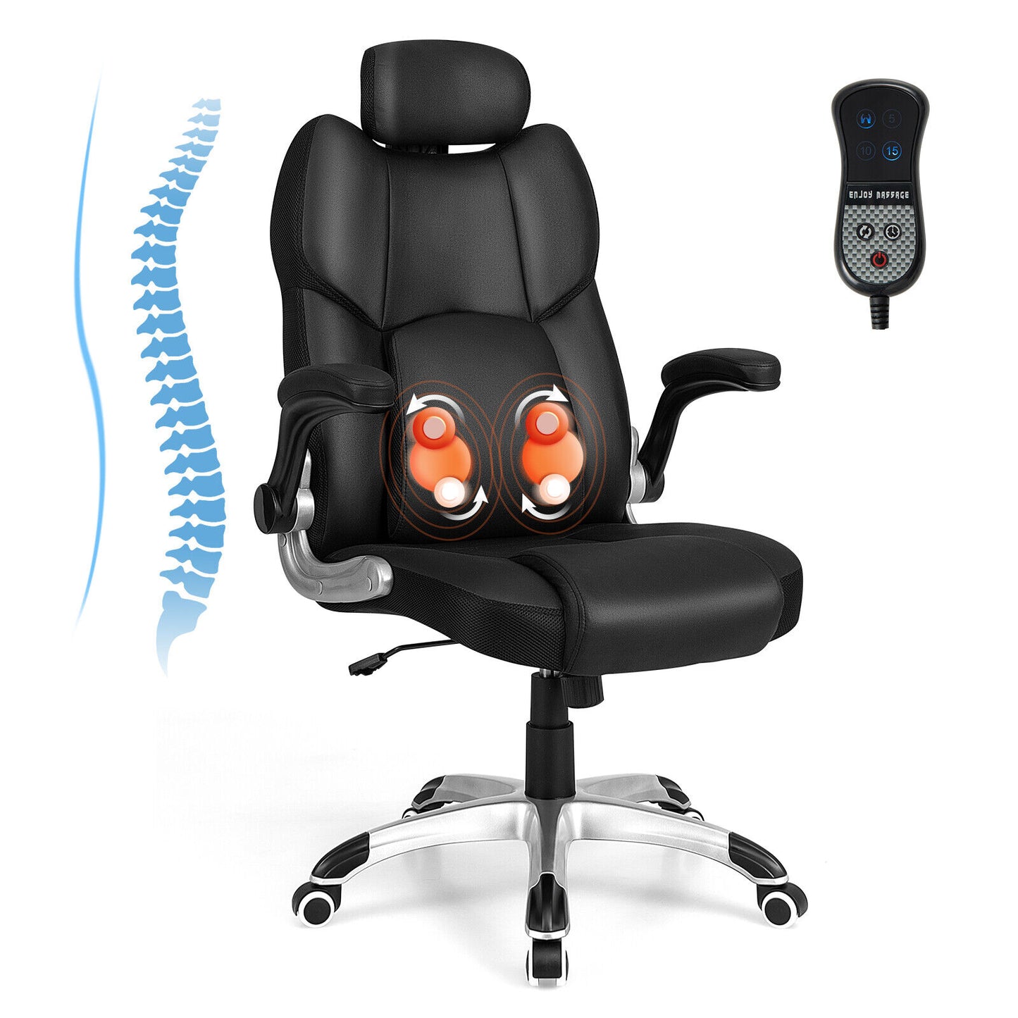 Adjustable Headrest Kneading Massage Office Chair, Black Executive Chairs Black at Gallery Canada