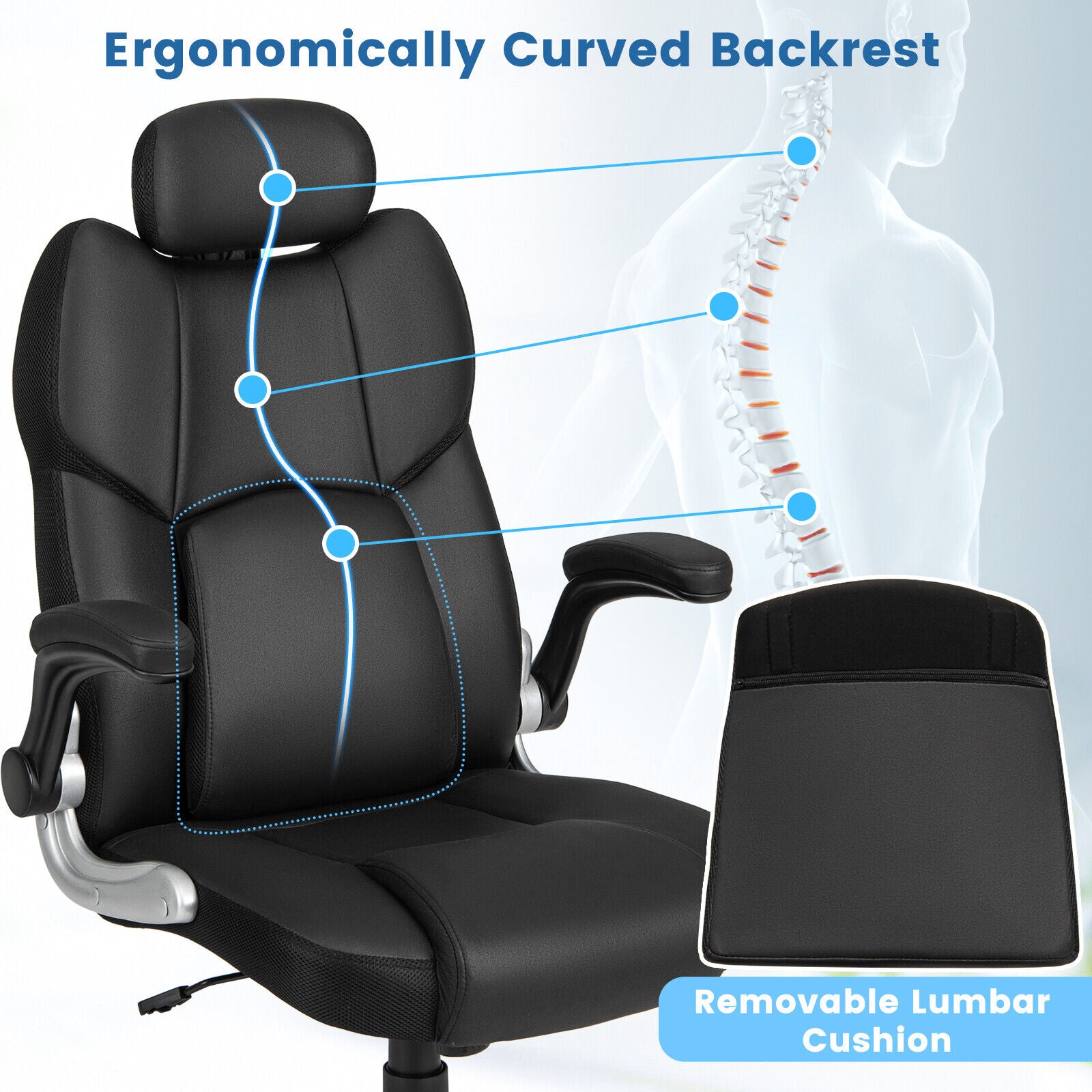 Adjustable Headrest Kneading Massage Office Chair, Black Executive Chairs at Gallery Canada