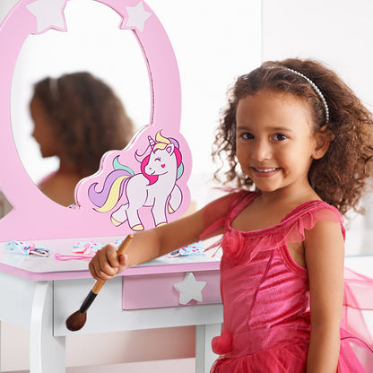 Kids Wooden Makeup Table And Chair Set, White Kids Vanities at Gallery Canada