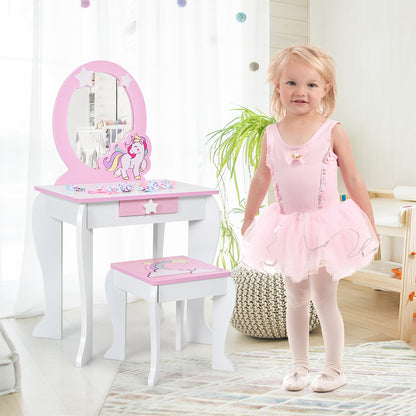 Kids Wooden Makeup Table And Chair Set, White Kids Vanities at Gallery Canada
