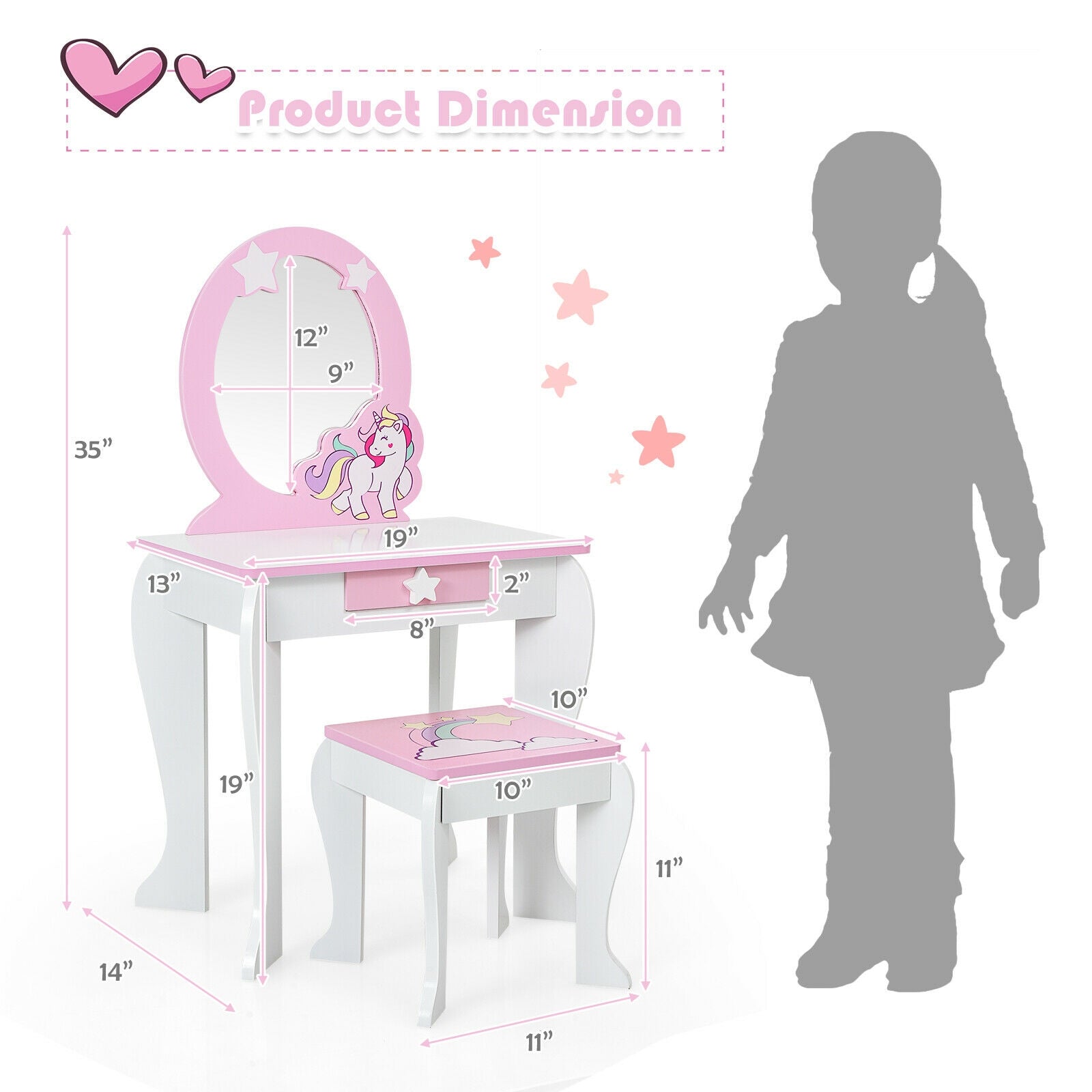 Kids Wooden Makeup Table And Chair Set, White Kids Vanities at Gallery Canada