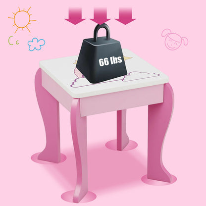 Kids Wooden Makeup Table And Chair Set, With Mirror And Drawer, Pink Kids Vanities at Gallery Canada