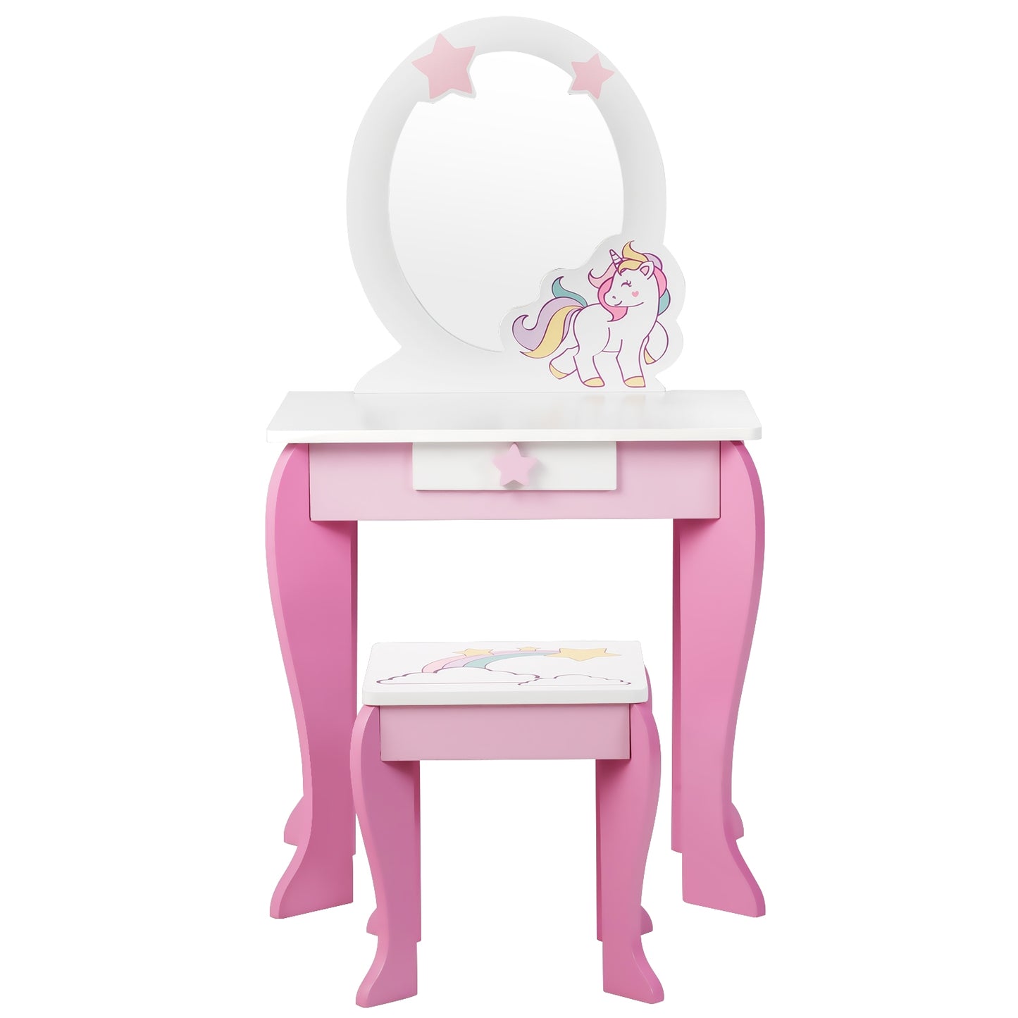 Kids Wooden Makeup Table And Chair Set, With Mirror And Drawer, Pink Kids Vanities at Gallery Canada
