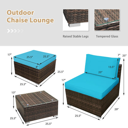 5 Piece Patio Rattan Furniture Set, Turquoise Patio Conversation Sets at Gallery Canada