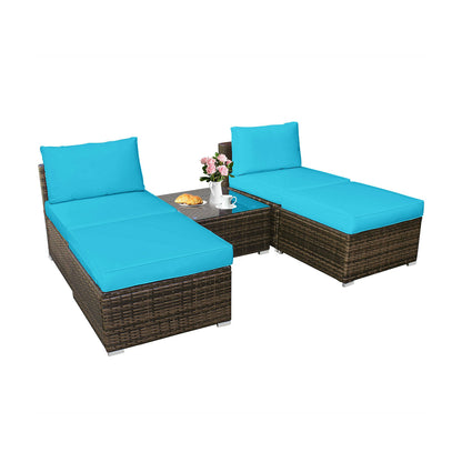 5 Piece Patio Rattan Furniture Set, Turquoise Patio Conversation Sets at Gallery Canada