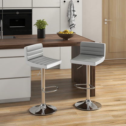 Adjustable Barstool Set, 2 Pack, PU Leather, Gray Bar Stools at Gallery Canada