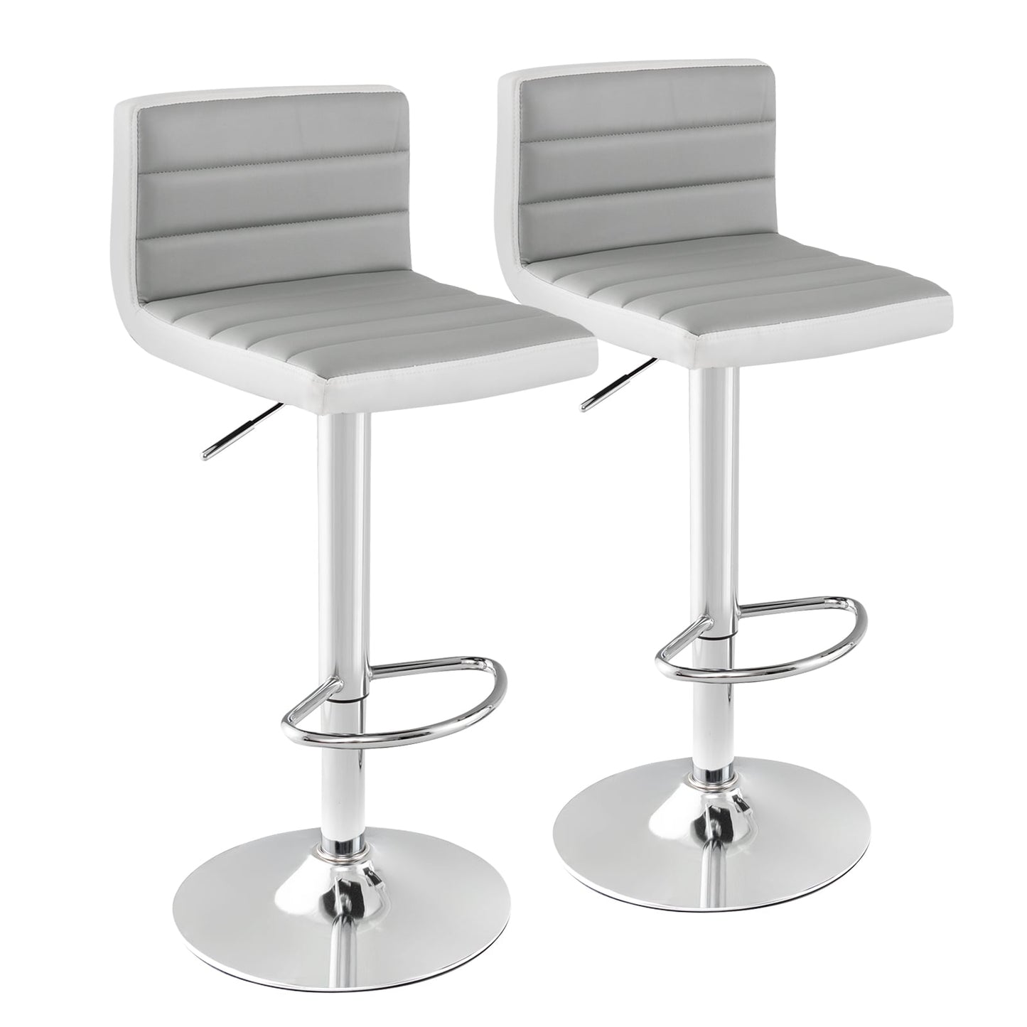 Adjustable Barstool Set, 2 Pack, PU Leather, Gray Bar Stools Gray at Gallery Canada