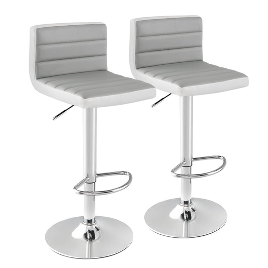 Adjustable Barstool Set, 2 Pack, PU Leather, Gray Bar Stools Gray at Gallery Canada