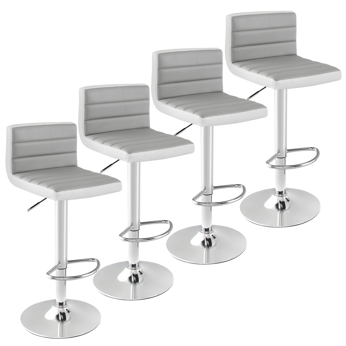 Adjustable Barstool Set, 2 Pack, PU Leather, Gray Bar Stools at Gallery Canada