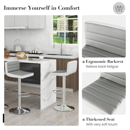 Adjustable Barstool Set, 2 Pack, PU Leather, Gray Bar Stools at Gallery Canada