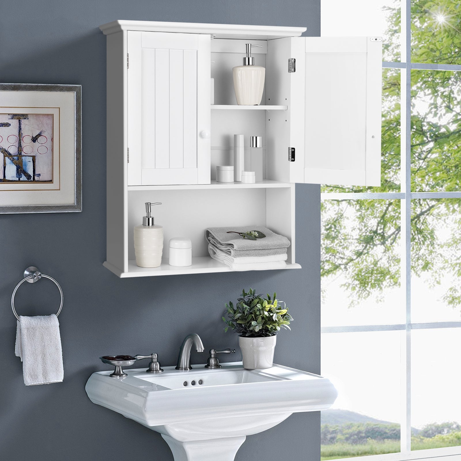 2-Door Wall Mount Bathroom Storage Cabinet, White Wall Cabinets at Gallery Canada