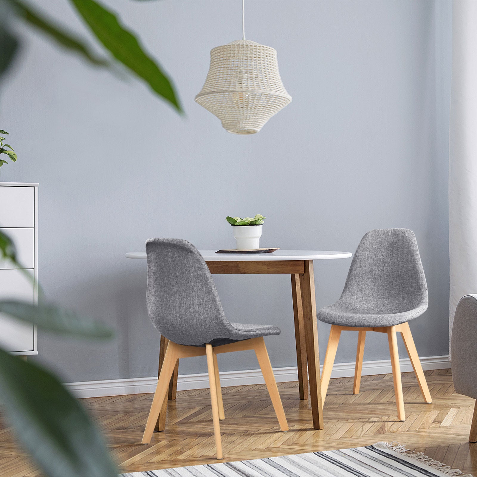 Modern Dining Chair Set, 4 Pieces, Wood Legs, Fabric Cushion, Gray Dining Chairs at Gallery Canada