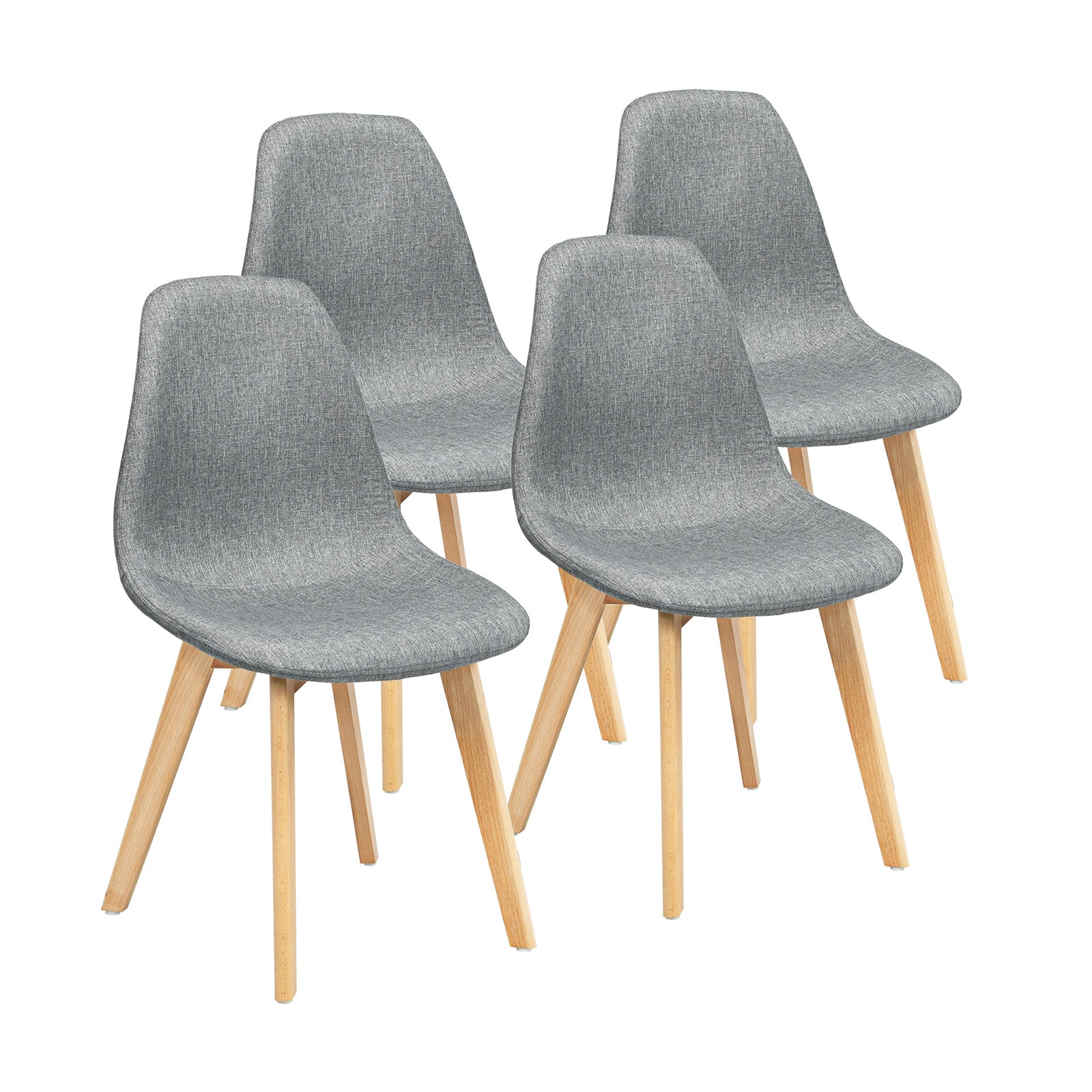 Modern Dining Chair Set, 4 Pieces, Wood Legs, Fabric Cushion, Gray Dining Chairs Gray at Gallery Canada
