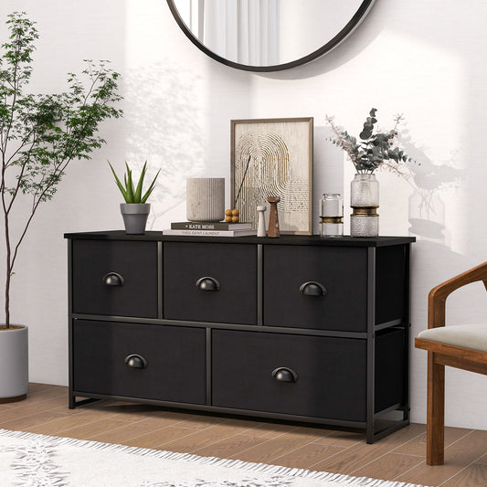 5 Cube Foldable Cloth Dresser Storage Tower, Black Dressers & Chests Black at Gallery Canada