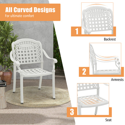 Set of 2 Cast Aluminum Patio Chairs with Armrests, Beige Patio Dining Chairs at Gallery Canada