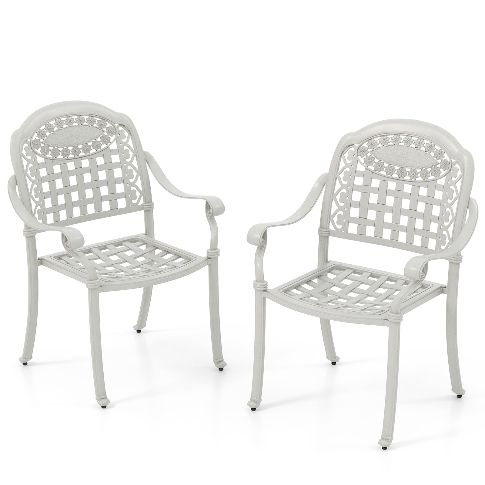 Set of 2 Cast Aluminum Patio Chairs with Armrests, Beige Patio Dining Chairs at Gallery Canada