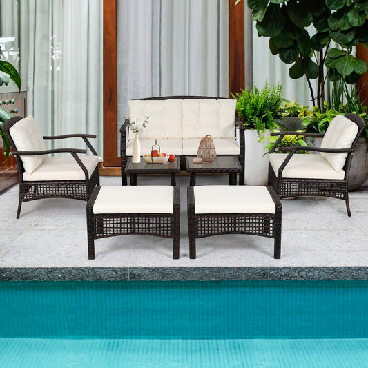 7 Piece Outdoor Patio Furniture Set, Waterproof Cover, Espresso Patio Conversation Sets Espresso at Gallery Canada