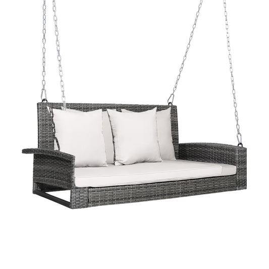 2-Person Patio Wicker Hanging Swing Bench, 800 Pounds, White Porch Swings White at Gallery Canada