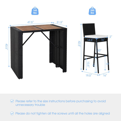 5-Piece Acacia Wood Patio Dining Set, Black Patio Bar Furniture at Gallery Canada