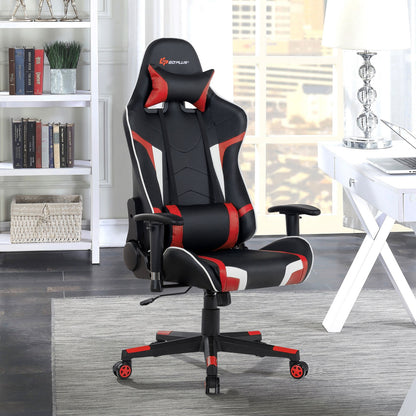 Reclining Swivel Massage Gaming Chair, Lumbar Support, Red Gaming Chairs at Gallery Canada