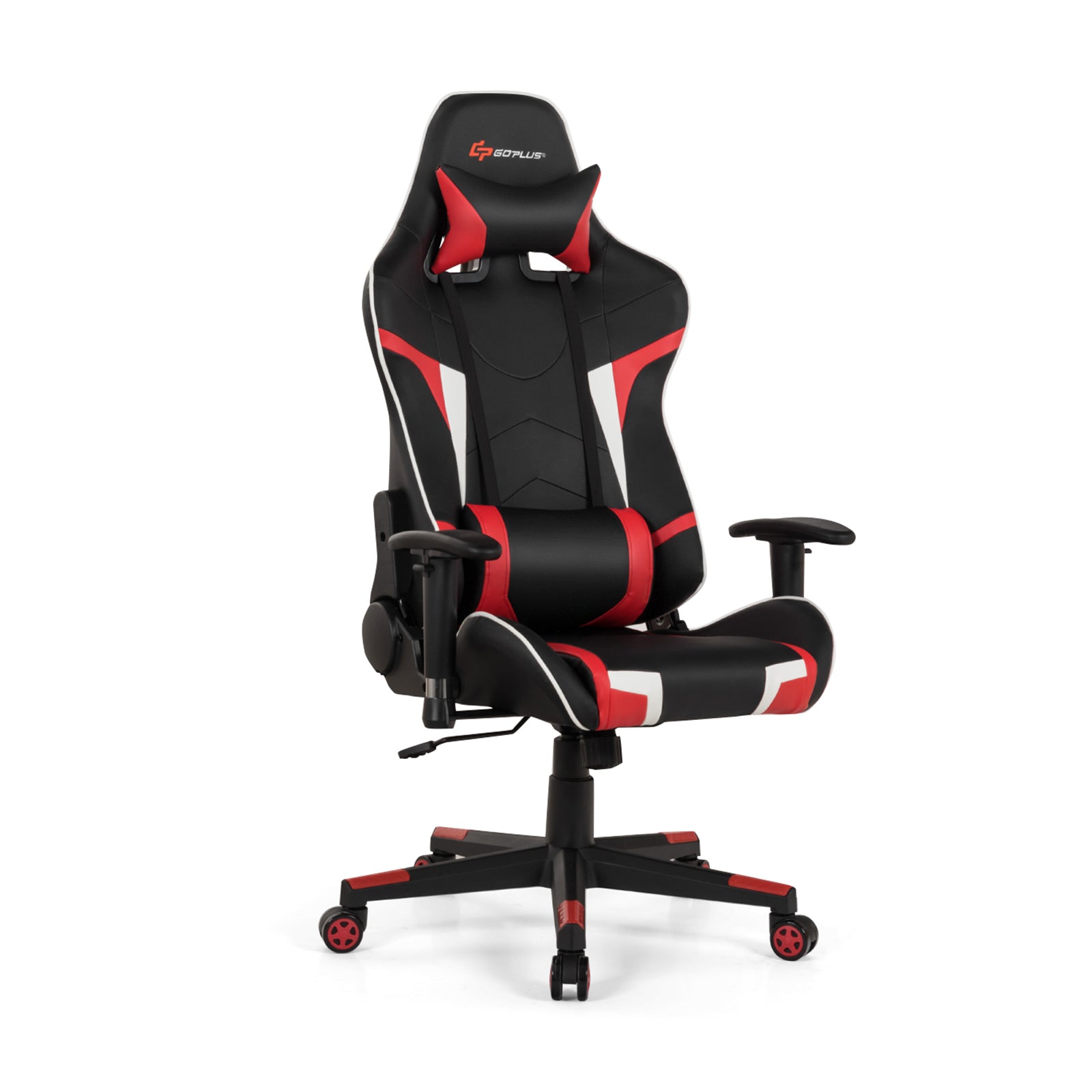 Reclining Swivel Massage Gaming Chair, Lumbar Support, Red Gaming Chairs at Gallery Canada