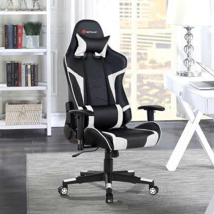 Reclining Swivel Massage Gaming Chair, White Gaming Chairs at Gallery Canada