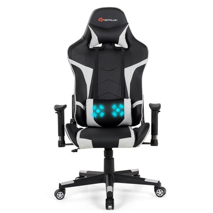 Reclining Swivel Massage Gaming Chair, White Gaming Chairs at Gallery Canada