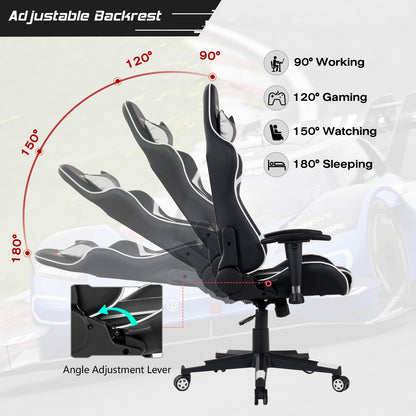 Reclining Swivel Massage Gaming Chair, White Gaming Chairs at Gallery Canada