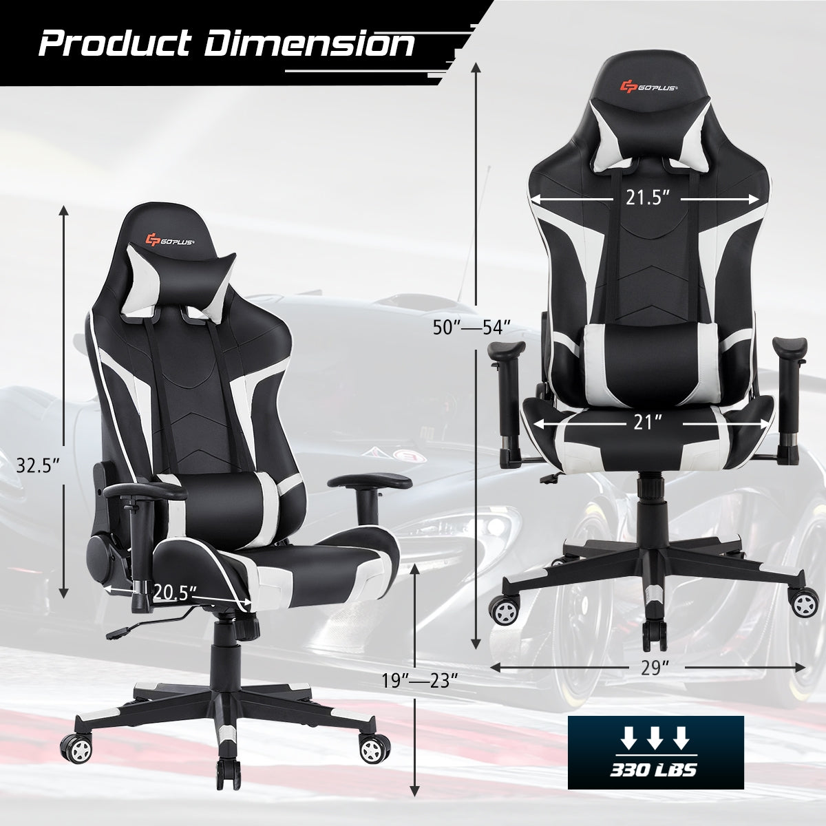 Reclining Swivel Massage Gaming Chair, White Gaming Chairs at Gallery Canada