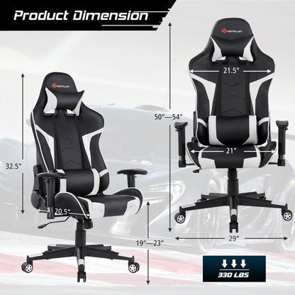 Reclining Swivel Massage Gaming Chair, White Gaming Chairs at Gallery Canada