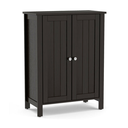 2-Door Bathroom Floor Storage Cabinet, Black