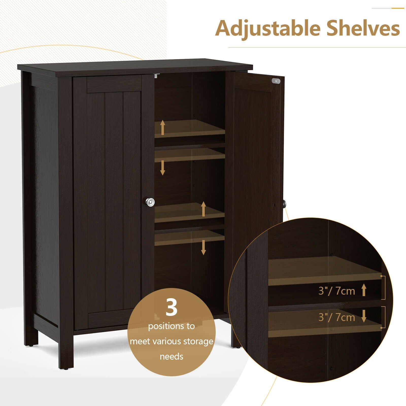 2-Door Bathroom Floor Cabinet, Brown Floor Cabinets at Gallery Canada