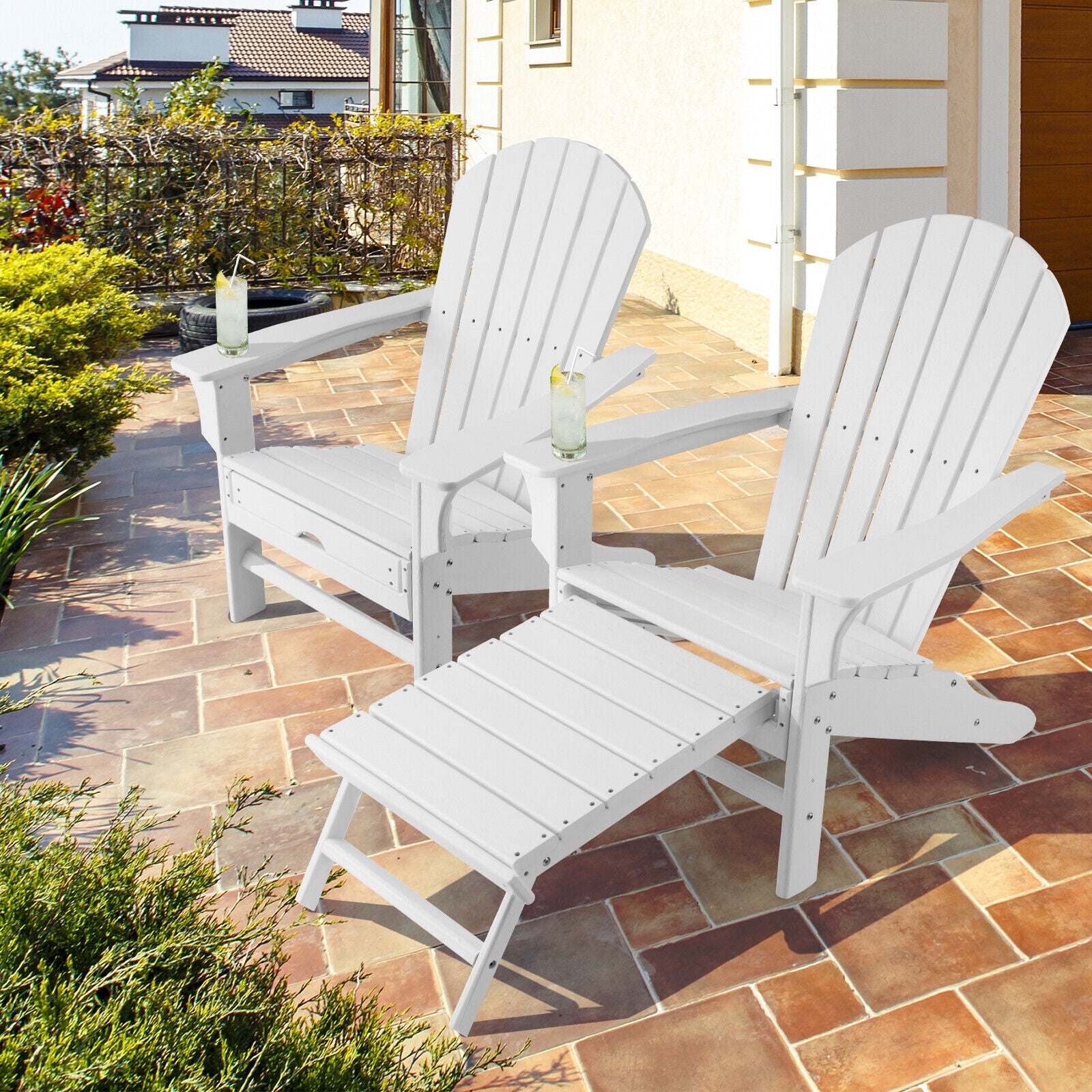 HDPE Adirondack Chair With Retractable Ottoman, White Adirondack Chairs at Gallery Canada