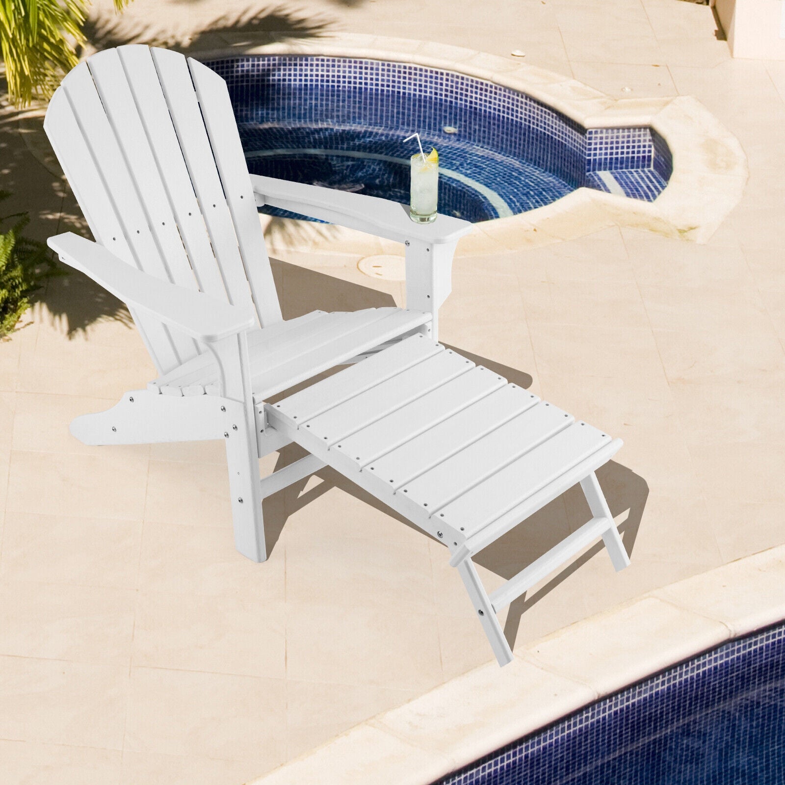 HDPE Adirondack Chair With Retractable Ottoman, White Adirondack Chairs at Gallery Canada